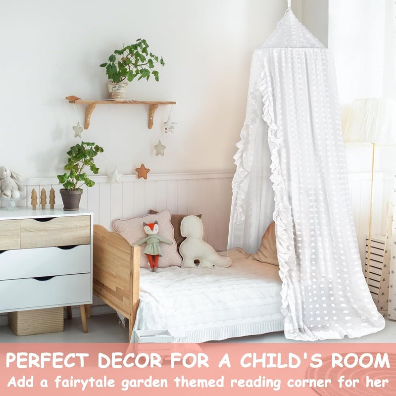 jiangcha Princess Bed Canopy for Girls - Crib Canopy for Bed - Mosquito Net for Bed, Kids Bed Canopy with Princess Room Decor for Girls Bedroom,Children's Reading Room Decor (White) - Image 5
